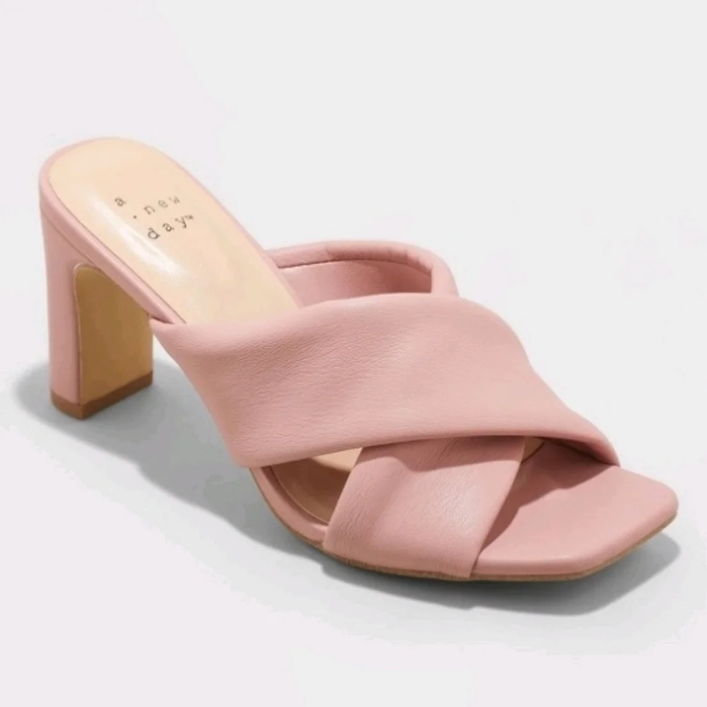 Women's Clementine Padded Crossband Mule Heels - A New Day" Dark Pink - Picture 1 of 8